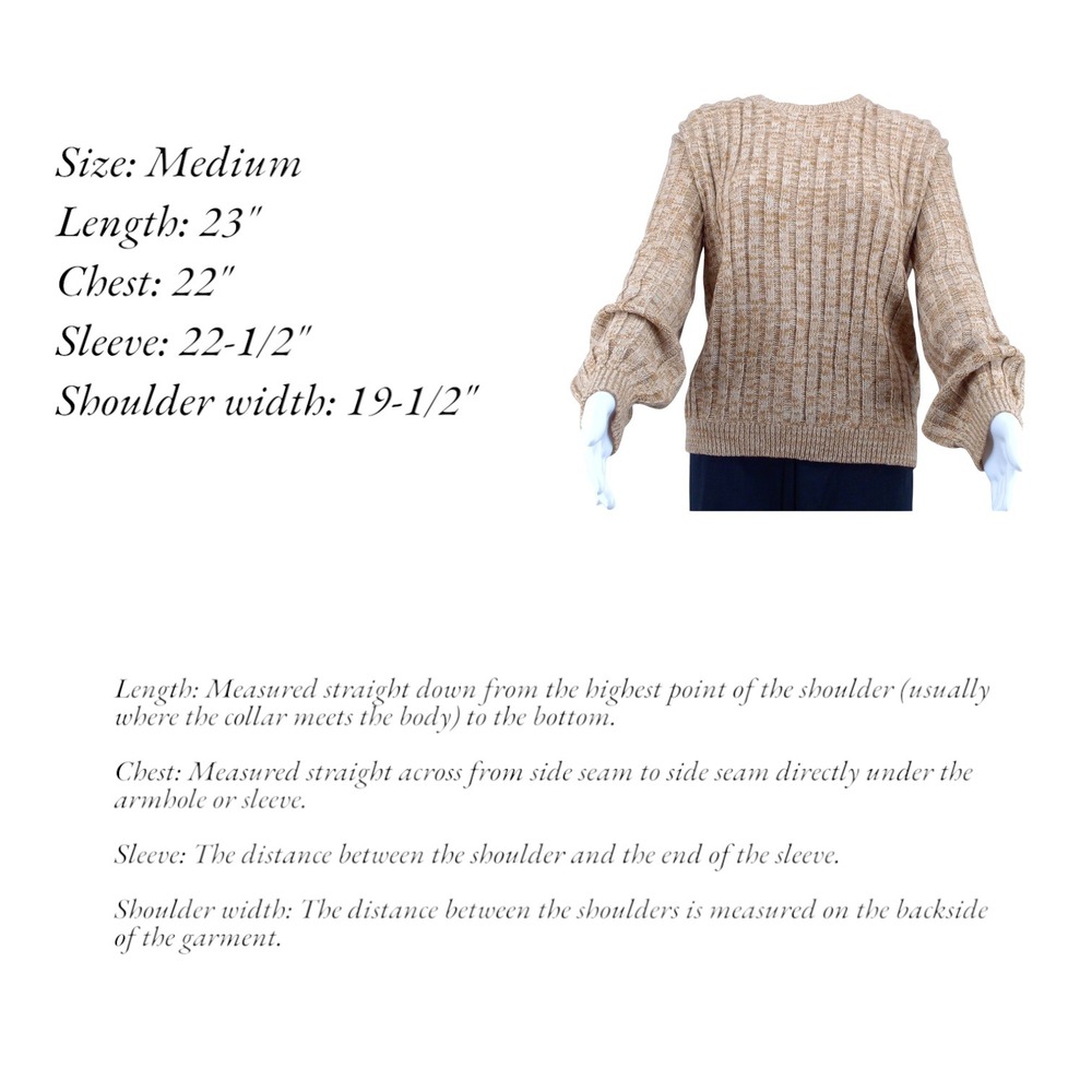 Blanknyc Heather Ribbed Crewneck Chunky Pullover Sweater Women's M Tan Orange‎ - Picture 8 of 8